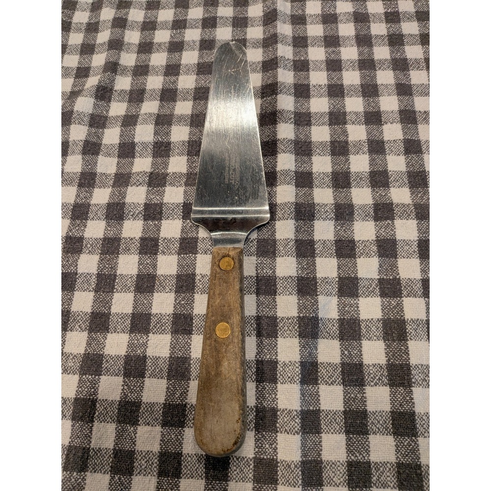 Vintage Ekco Econo-Cut‎ Pie Cake Server Stainless Steel Wood Handle Brazil